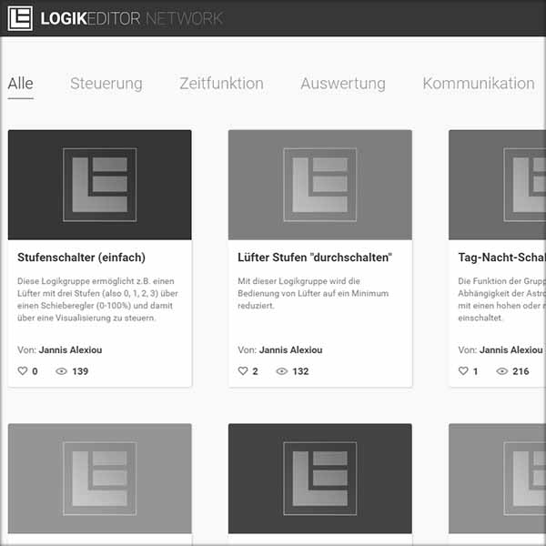 Logikeditor Network, Plattform zum Austausch von Programmen für Smarthome Automatisierung